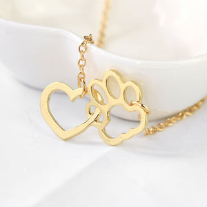 Hollow Pet Paw Footprint Necklaces
