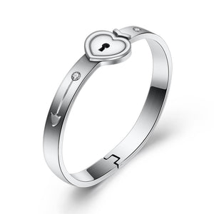 Couples Jewelry Set Stainless Steel Love Heart Lock Bracelet