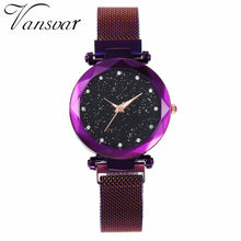 Load image into Gallery viewer, Women Mesh Magnet Buckle Starry Sky Geometric Surface Quartz Watch