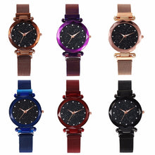 Load image into Gallery viewer, Women Mesh Magnet Buckle Starry Sky Geometric Surface Quartz Watch