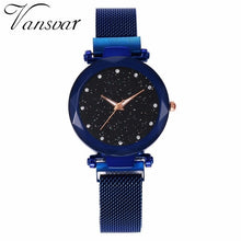 Load image into Gallery viewer, Women Mesh Magnet Buckle Starry Sky Geometric Surface Quartz Watch