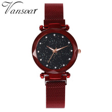 Load image into Gallery viewer, Women Mesh Magnet Buckle Starry Sky Geometric Surface Quartz Watch