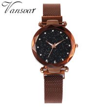 Load image into Gallery viewer, Women Mesh Magnet Buckle Starry Sky Geometric Surface Quartz Watch