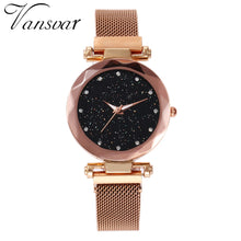 Load image into Gallery viewer, Women Mesh Magnet Buckle Starry Sky Geometric Surface Quartz Watch