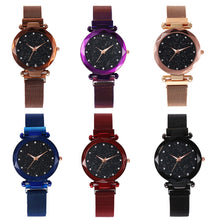 Load image into Gallery viewer, Women Mesh Magnet Buckle Starry Sky Geometric Surface Quartz Watch