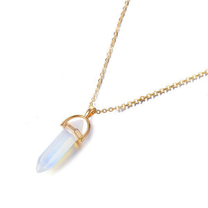 Hexagonal Column Quartz Necklaces Pendants