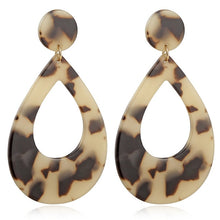 Load image into Gallery viewer, Tortoise Color Leopard Print Acrylic  Geometric Circle Square Long Drop Earrings