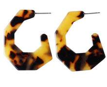 Load image into Gallery viewer, Tortoise Color Leopard Print Acrylic  Geometric Circle Square Long Drop Earrings