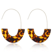 Load image into Gallery viewer, Tortoise Color Leopard Print Acrylic  Geometric Circle Square Long Drop Earrings