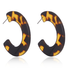 Load image into Gallery viewer, Tortoise Color Leopard Print Acrylic  Geometric Circle Square Long Drop Earrings