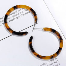 Load image into Gallery viewer, Tortoise Color Leopard Print Acrylic  Geometric Circle Square Long Drop Earrings