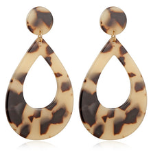Load image into Gallery viewer, Tortoise Color Leopard Print Acrylic  Geometric Circle Square Long Drop Earrings