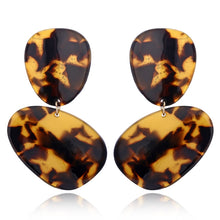 Load image into Gallery viewer, Tortoise Color Leopard Print Acrylic  Geometric Circle Square Long Drop Earrings
