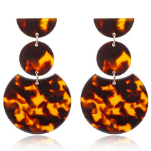 Load image into Gallery viewer, Tortoise Color Leopard Print Acrylic  Geometric Circle Square Long Drop Earrings