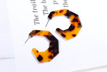 Load image into Gallery viewer, Tortoise Color Leopard Print Acrylic  Geometric Circle Square Long Drop Earrings