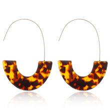 Load image into Gallery viewer, Tortoise Color Leopard Print Acrylic  Geometric Circle Square Long Drop Earrings