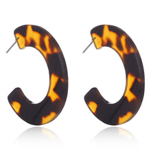 Load image into Gallery viewer, Tortoise Color Leopard Print Acrylic  Geometric Circle Square Long Drop Earrings