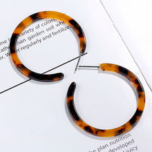 Load image into Gallery viewer, Tortoise Color Leopard Print Acrylic  Geometric Circle Square Long Drop Earrings
