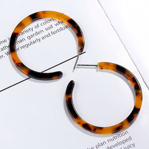 Tortoise Color Leopard Print Acrylic  Geometric Circle Square Long Drop Earrings