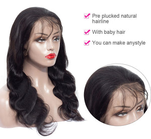 Pre Plucked remy 360 Lace Frontal Wig with Baby Hair Brazilian Body Wave