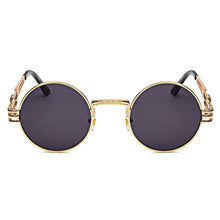 Load image into Gallery viewer, Peekaboo vintage retro mirror sunglasses gold and black sun glasses vintage round circle