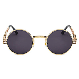 Peekaboo vintage retro mirror sunglasses gold and black sun glasses vintage round circle