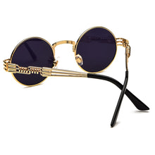 Load image into Gallery viewer, Peekaboo vintage retro mirror sunglasses gold and black sun glasses vintage round circle