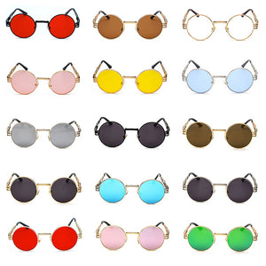 Peekaboo vintage retro mirror sunglasses gold and black sun glasses vintage round circle