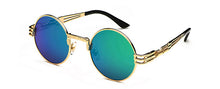 Load image into Gallery viewer, Peekaboo vintage retro mirror sunglasses gold and black sun glasses vintage round circle