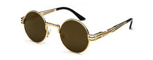 Load image into Gallery viewer, Peekaboo vintage retro mirror sunglasses gold and black sun glasses vintage round circle