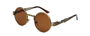 Peekaboo vintage retro mirror sunglasses gold and black sun glasses vintage round circle