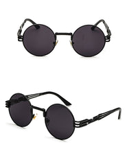 Load image into Gallery viewer, Peekaboo vintage retro mirror sunglasses gold and black sun glasses vintage round circle