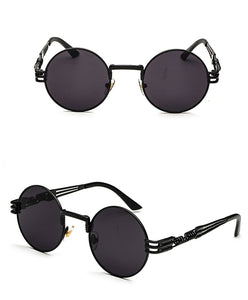 Peekaboo vintage retro mirror sunglasses gold and black sun glasses vintage round circle