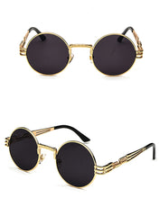Load image into Gallery viewer, Peekaboo vintage retro mirror sunglasses gold and black sun glasses vintage round circle