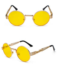 Load image into Gallery viewer, Peekaboo vintage retro mirror sunglasses gold and black sun glasses vintage round circle