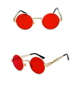Peekaboo vintage retro mirror sunglasses gold and black sun glasses vintage round circle