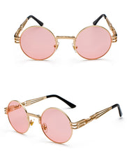 Load image into Gallery viewer, Peekaboo vintage retro mirror sunglasses gold and black sun glasses vintage round circle