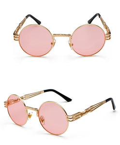 Peekaboo vintage retro mirror sunglasses gold and black sun glasses vintage round circle
