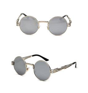 Peekaboo vintage retro mirror sunglasses gold and black sun glasses vintage round circle