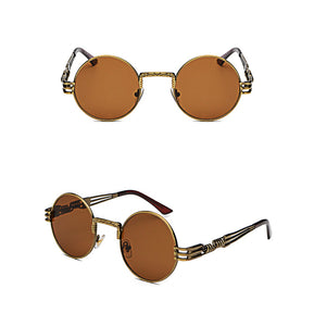 Peekaboo vintage retro mirror sunglasses gold and black sun glasses vintage round circle
