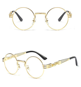Peekaboo vintage retro mirror sunglasses gold and black sun glasses vintage round circle