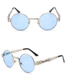 Peekaboo vintage retro mirror sunglasses gold and black sun glasses vintage round circle