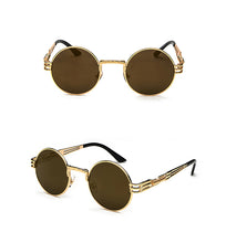 Load image into Gallery viewer, Peekaboo vintage retro mirror sunglasses gold and black sun glasses vintage round circle
