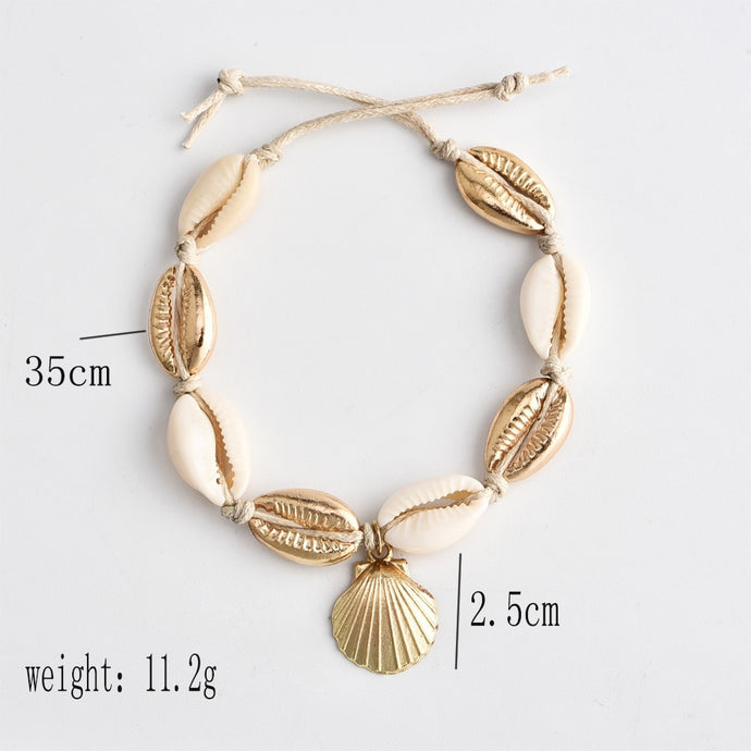 Vintage  Gold /silver shells, sequins and  beads anklet