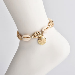 Vintage  Gold /silver shells, sequins and  beads anklet