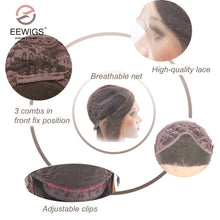 Load image into Gallery viewer, EEWIGS Kinky Straight Synthetic Wig 180% Density Black Wig With Natural Hairline Heat Resistant Lace Front Wigs For Black Women