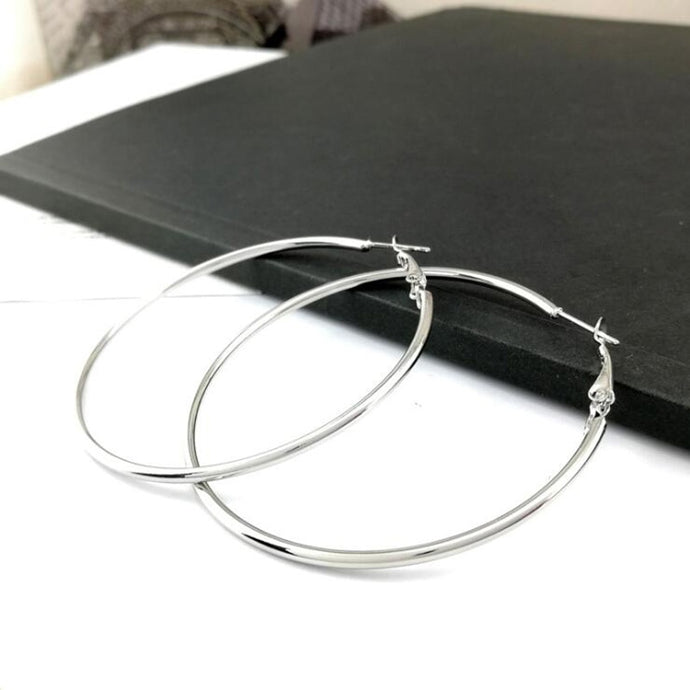Hoop Earrings Big Smooth Circle Earrings