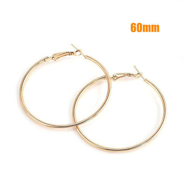 Hoop Earrings Big Smooth Circle Earrings