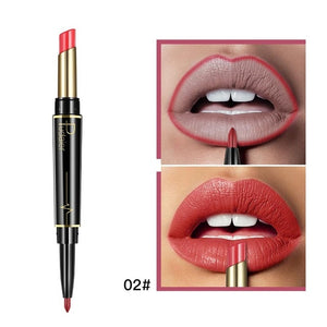 Double-end Matte Lip Lipstick Pencils Lip Liner Pen Waterproof Easy to Wear Nude Velvet Matte Lip Stick