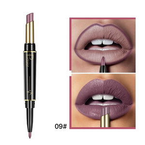 Double-end Matte Lip Lipstick Pencils Lip Liner Pen Waterproof Easy to Wear Nude Velvet Matte Lip Stick